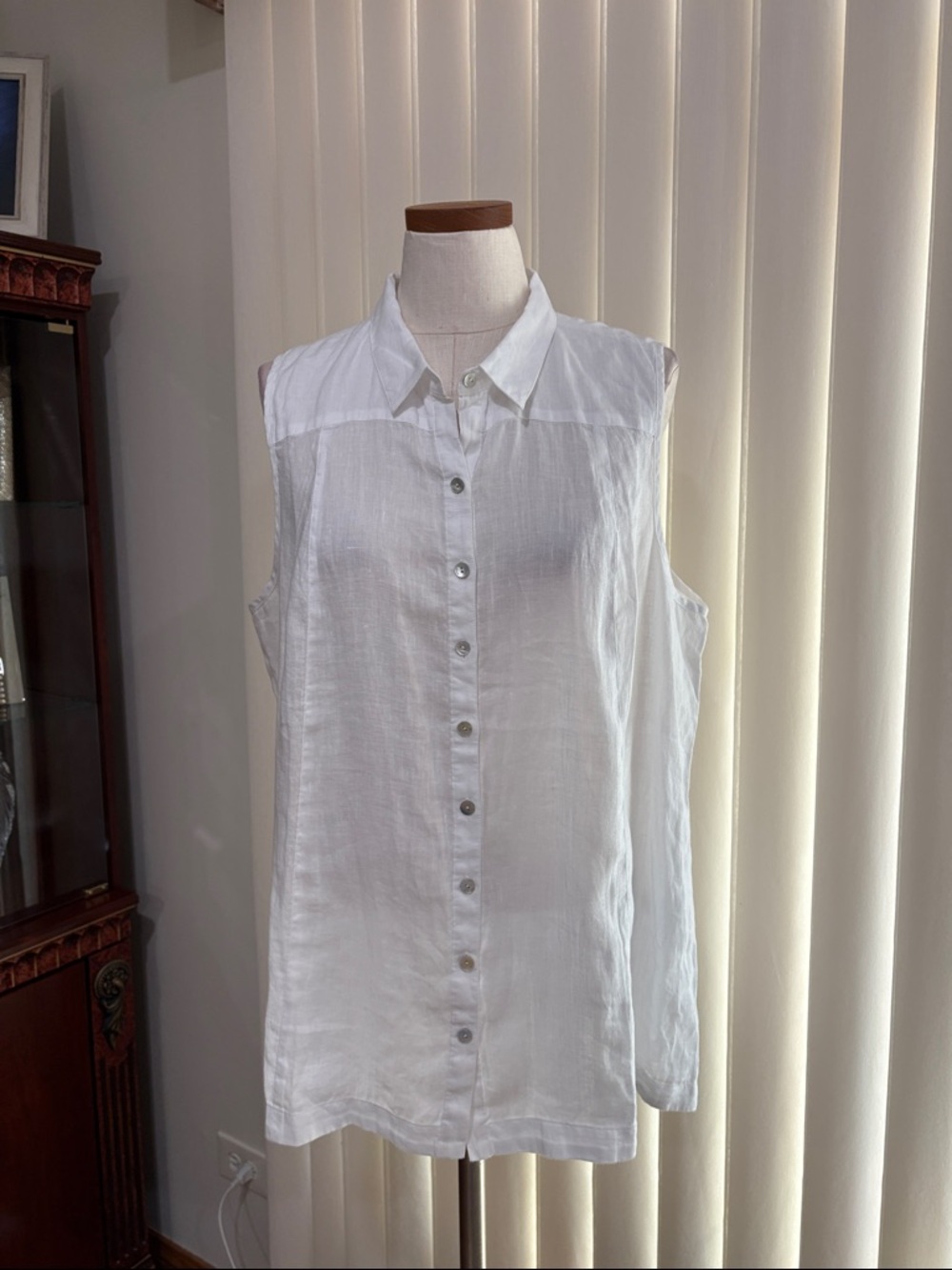 J. Jill Sleeveless White Button-Front Linen Tunic A line collared NWT XLP